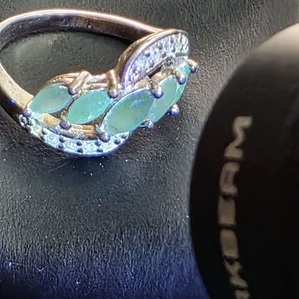 DBJ Jasco 925 Sterling Jade Marquise Cluster Ring Size 7 959 - Picture 10 of 14